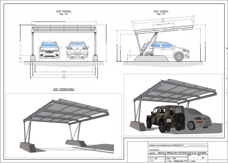Pensilina fotovoltaica carport per auto